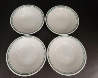 Corelle RoseMarie Sauce Dishes: Set of 4, Green Stripe Rim