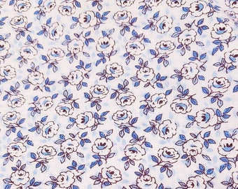Fabric Sewing Cotton Yardage Blue flowered BTY price per yard