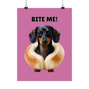 Dachshund Poster (Pink) - Funny Dog Decor, Cute Animal Art, Gift for Dog Lovers, Pet Wall Art, Home Decoration