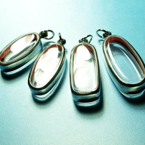 4, Blank, Clear, Container, Pendant, Locket, Shadow Box, Silver, Metal, Cases, Trays, ready to ship - 3.5 DOLLARS PER CASE - Low Shipping