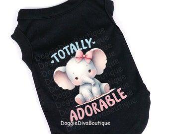 Totally Adorable Elephant Dog T Shirt, Dog Top, Dog Tee, XS, Small, Medium - with or without ruffles & bows