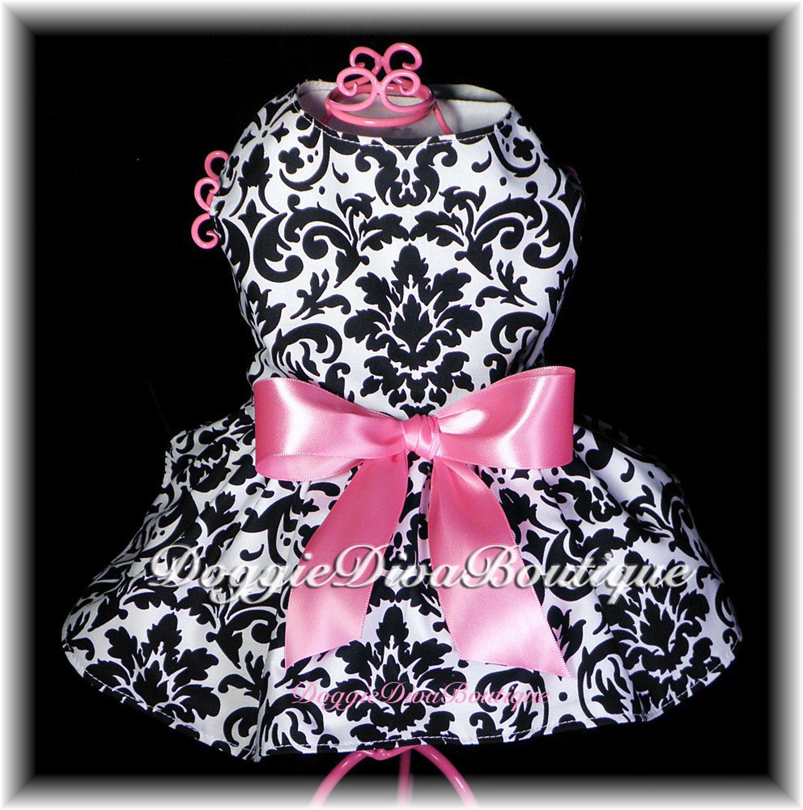 Dog Dress Black and White Damask Dog Dress Dog Wedding Etsy