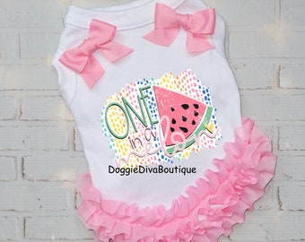 One in a Melon Dog T Shirt, Dog Top, Dog Tee, XS, Small, Medium - with or without ruffles & bows