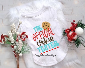 Official Cookie Tester Dog T Shirt, Dog Top, Dog Tee, XS, Small, Medium, with or without bows or ruffles