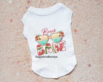 Beach Babe Watermelon Dog T Shirt, Dog Top, Dog Tee, XS, Small, Medium - with or without ruffles & bows