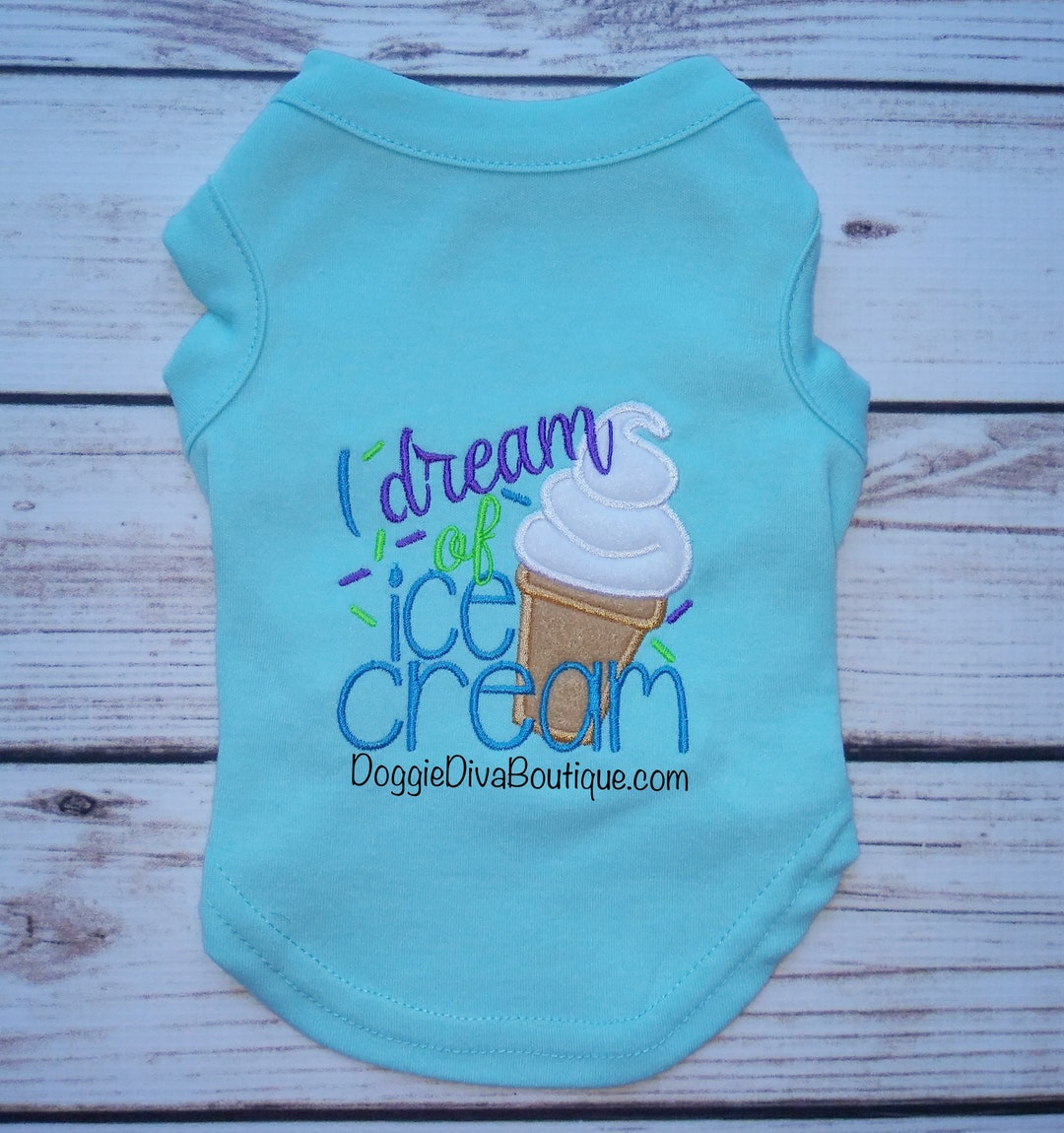 Ice Cream Dog T Shirt Dog Top Embroidered Dog Shirt XS Etsy.de