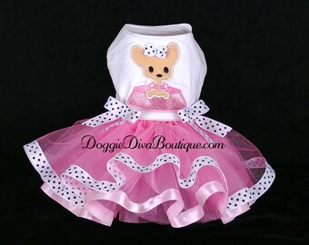 Dog Tutu Dress, Chihuahua Dress, Custom colors and sizes available, XS, Small, Medium