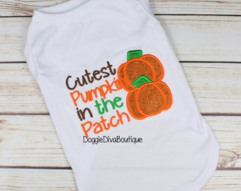 Dog T Shirt, Dog Top, Dog Pumpkin Shirt - XS, Small, Medium - with or without bows or ruffles
