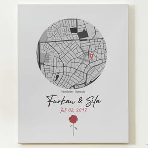 Custom Map Poster with Location & Date – Personalized Couple Gift | Where It All Began Print | Digital Download for Anniversary or Wedding
