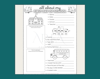 Erster Schultag Printable | Kinderandenken Arbeitsblatt (PDF)