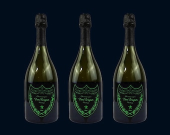 3x Bottiglie Vuote Magnum Dom Pérignon Luminous Champagne | 1,5L LED Luminoso | Set da Collezione di Lusso con Scatola & Documenti