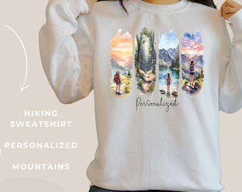 Sudadera de senderismo / Regalo de senderismo para ella / Sudadera de cuello redondo para amantes de la montaña / Camiseta cómoda para aventuras al aire libre