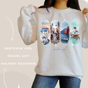 Santorini Girl Sweatshirt | Dreamy Greek Island Vibes | Oversized Greece Travel Crewneck