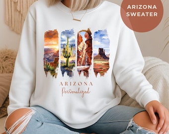 Arizona Sweatshirt Personalized | Desert State Pride | Oversized Grand Canyon Travel Sweater