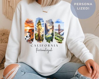 Sudadera personalizada de California / Estilo de la Costa Oeste / Sudadera extragrande con cuello redondo del estado de San Francisco
