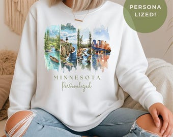 Minnesota Sweatshirt Personalized | Land of 10.000 Lakes Sweater | Cozy Midwest State Pride Gift