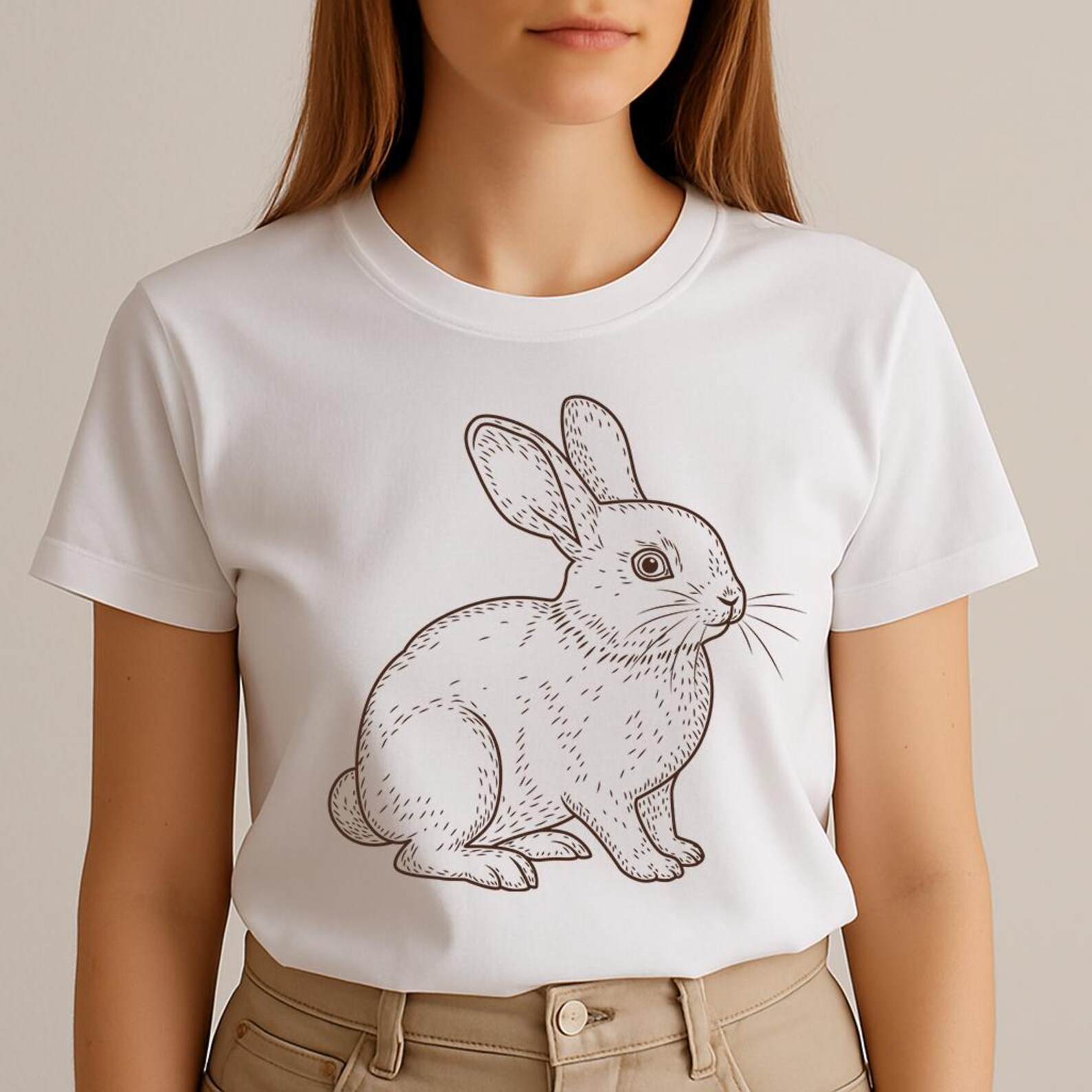 Vintage Bunny Rabbit Clipart Set | Hand Drawn Line Art (PNG SVG Ai EPS ...