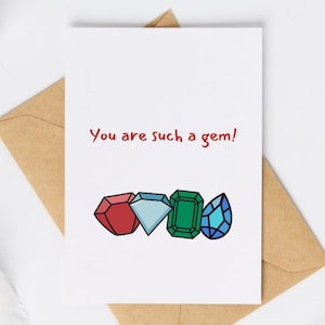 Tarjeta de felicitación "Eres una joya": tarjeta de cumpleaños con piedras preciosas, tarjeta de agradecimiento, tarjeta de ánimo