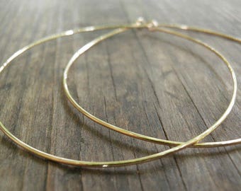 Solid Gold Hoops, 14k Solid gold Thin Hoops Earrings, Large Gold Hoops, Simple Hoop Earrings, High Quality Gold Hoops, Gold Wire Earrings