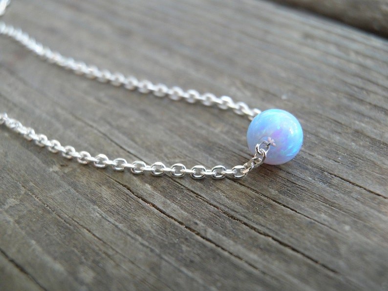 Opal Necklace, Tiny White Opal Necklace, Opal Gold Necklace, Opal Jewelry, Gold Bridesmaid Gift, Dainty, Dot Necklace, Minimalist Necklace image 4