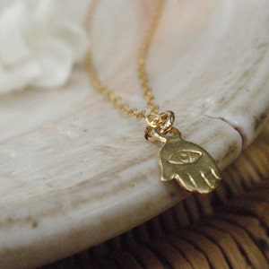 Tiny Gold Necklace, Hamsa Necklace, Everyday Necklace,Small Hamsa Necklace ,14k Gold Filled , Luck Necklace,Hamsa Hand, Petite Jewelry