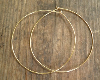 Cerceaux d’or minces, grands cerceaux d’or, boucles d’oreilles simples, cerceaux d’or de haute qualité, cerceaux remplis d’or 14 carats, cerceaux d’or, boucles d’oreilles en fil d’or