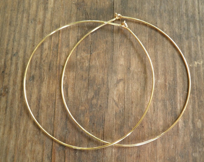 Thin Gold Hoops Large Gold Hoops Simple Hoop Earrings High Etsy