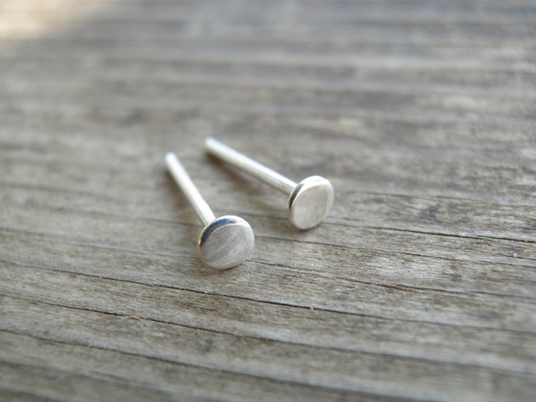 Tiny Silver Stud Earrings 3mm Flat Round Sterling Silver Post Earrings ...