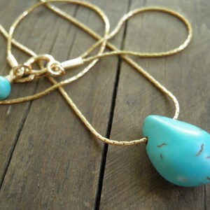 Bridesmaid gift, Turquoise Teardrop Necklace, Turquoise Necklace, December Birthstone, Turquoise Choker, Dainty Gold Necklace, Gold Choker image 4