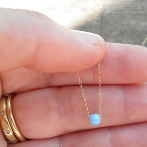 Layered Necklace, Two Tier Gold Necklace, Blue Opal Necklace, Statement Necklace, Bridesmaid gift, Minimalist Bridal Necklace, Gold Filled image 2