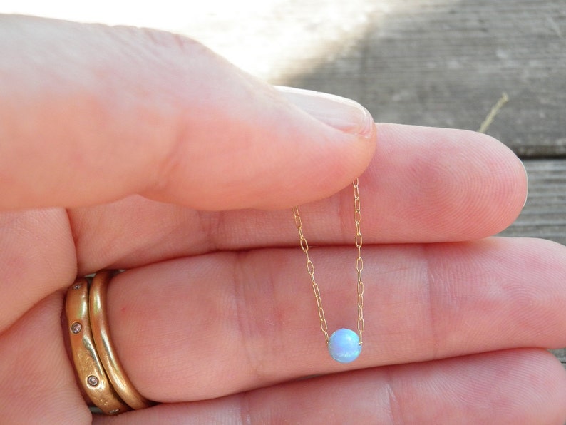 Layered Necklace, Two Tier Gold Necklace, Blue Opal Necklace, Statement Necklace, Bridesmaid gift, Minimalist Bridal Necklace, Gold Filled image 2