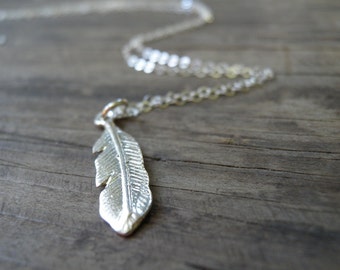 Feather Jewelry, LONG Silver Necklace, Silver Feather Necklace, Minimalist Necklace, Dainty Feather Necklace, Delicate Silver Necklace