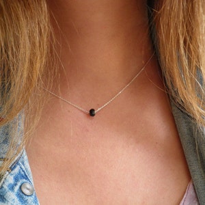Minimal Sterling Silver Necklace, Silver Onyx Necklace, Layering Necklace, Dainty Silver Necklace, Everyday Necklace, Simple Silver Necklace