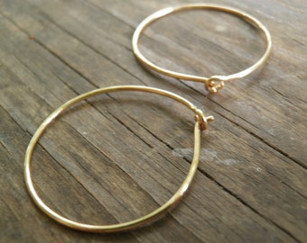 Hoops Earrings, Simple Medium Size 2.25 cm / 0.9 inch , Hand Crafted 14k Gold Filled, 14k Solid Gold Hoops, Silver Hoops Classic Design