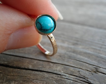 Turquoise Ring, Turquoise Statement ring, Gold Stacking Rings, 6mm Birthstone Stacking Rings, Opal Ring, Gold Filled Ring, Statement Rings