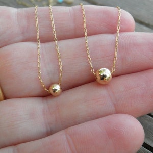 Dainty Gold Necklace, Tiny One Gold Ball Necklace, Gold Bead Necklace, Gold Jewelry, Tiny Gold Bead Necklace, Minimalist Gold Necklace