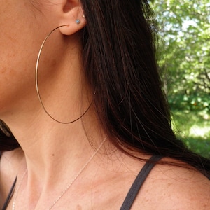Huge XXXXL Gold Hoops 8 cm / 3.15 inch Earrings, Bohemian Jewelry, Simple XXXXL Large Hoops, Hand Crafted Gold Filled Modern Classic Design