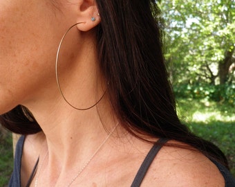 Huge XXXXL Gold Hoops 8 cm / 3.15 inch Earrings, Bohemian Jewelry, Simple XXXXL Large Hoops, Hand Crafted Gold Filled Modern Classic Design