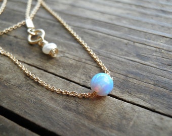 Opal Jewelry, Opal Necklace, Tiny One 4mm Opal Necklace, Bridesmaid gift, Delicate Gold filled Necklace Silver Necklace, Minimalist Pendant