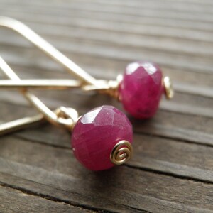 Dainty Dangle Ruby Earrings, July Birthstone, Genuine Ruby Earrings, Ruby Jewelry, Bride Ruby Earrings, Bridal Jewelry, Delicate Earrings