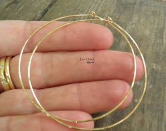 14k Gold Filled Boho Hoops, Gold Wire Hoop Earring, Thin Gold Large Hoops, Simple Hoop Earrings, High Quality Gold Hoops, Hand Crafted