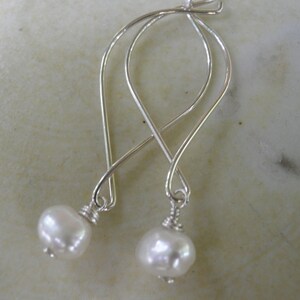 Bridal Earrings, Bridesmaid Gift, Wedding Earrings, Simple White Fresh Water Pearls Earrings, Silver Anniversary, Wedding Gift For Her