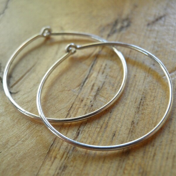 Silver Hoops Unisex Earrings Simple Medium 2.25 cm/ 0.9 inch Hand Crafted Sterling Silver Modern Classic Design For Him