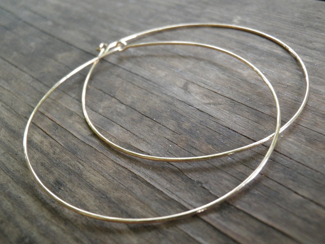 Thin Gold Hoops Large Gold Hoops Simple Hoop Earrings High Etsy