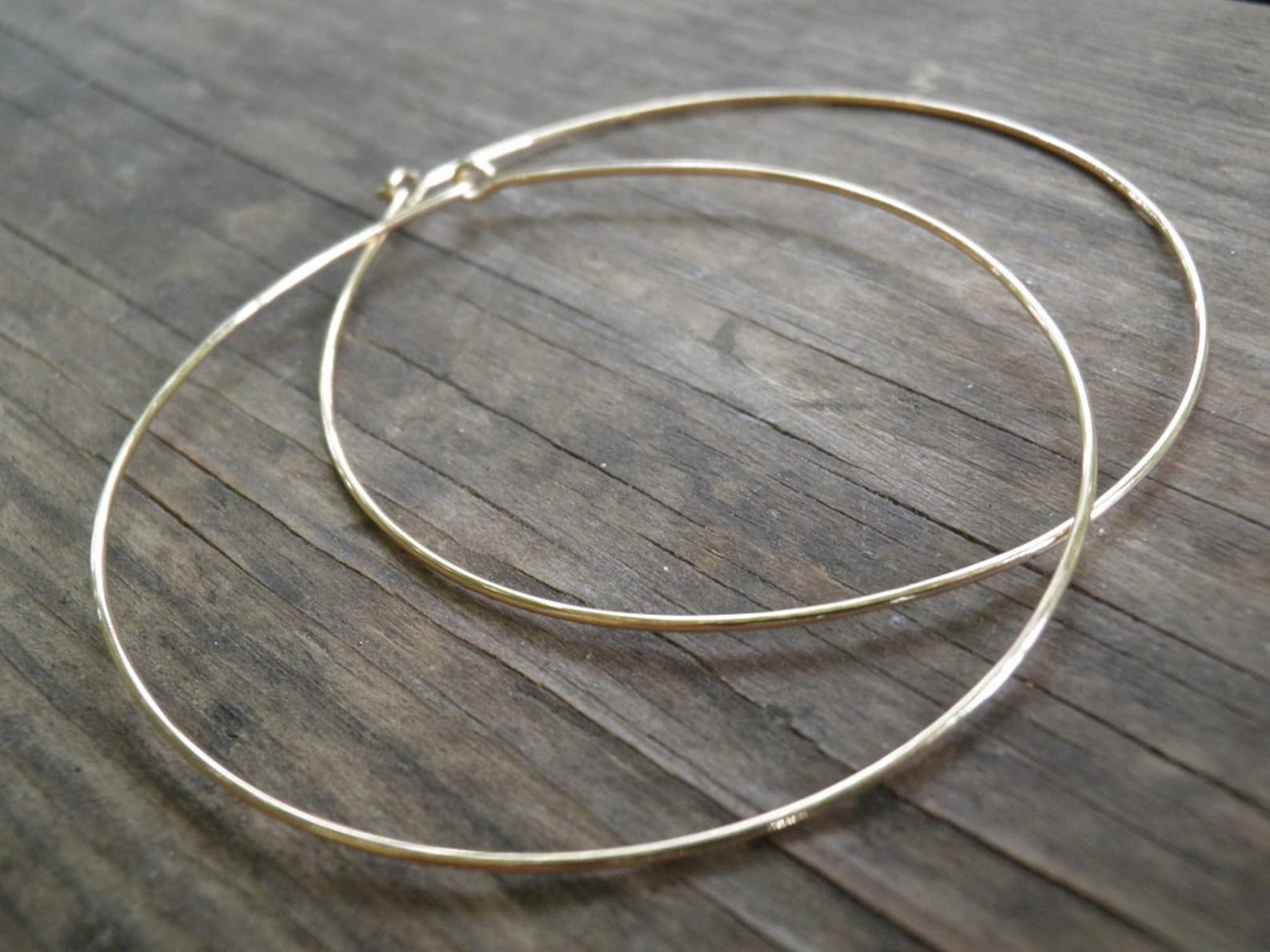 Thin Gold Hoops Large Gold Hoops Simple Hoop Earrings High Etsy