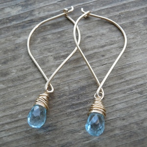 December Birthstone Earrings, Bridal Blue Topaz Earrings, Blue Topaz Earrings,Blue Topaz Jewelry, November, 14k Gold Filled,Valentine&#39;s Sale