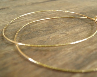 Huge XXXL Gold Hoops 7 cm / 2.75 inch Earrings, Simple XXXL Large Earrings, Bohemian Jewelry, Hand Crafted Gold Filled Modern Classic Design