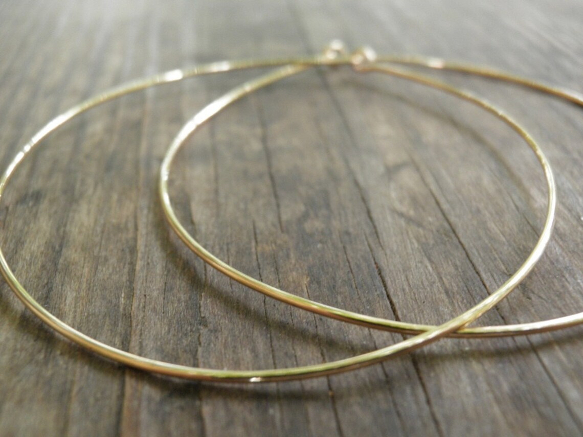 Thin Gold Hoops Large Gold Hoops Simple Hoop Earrings High Etsy