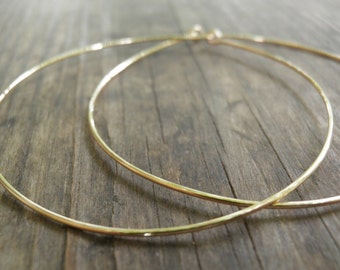 Huge Gold Hoops Earrings, Simple XXL Large  6 cm/2.36 inch Earrings Hand Crafted14k Gold Filled Modern Classic Design Gift