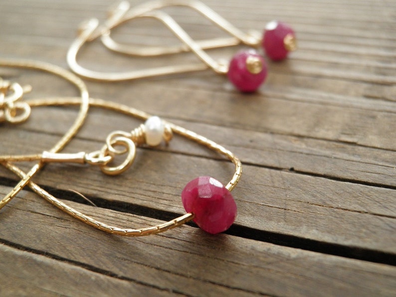 Ruby Necklace, July Birthstone, Genuine Ruby, Real Ruby pendant, Gold Ruby Minimalist Necklace, Dainty Necklace, Bridal Necklace, Ruby image 5